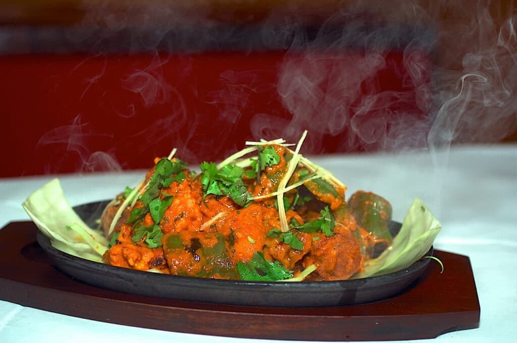 Authentic Himalayan food presentation at Everest Ravintola